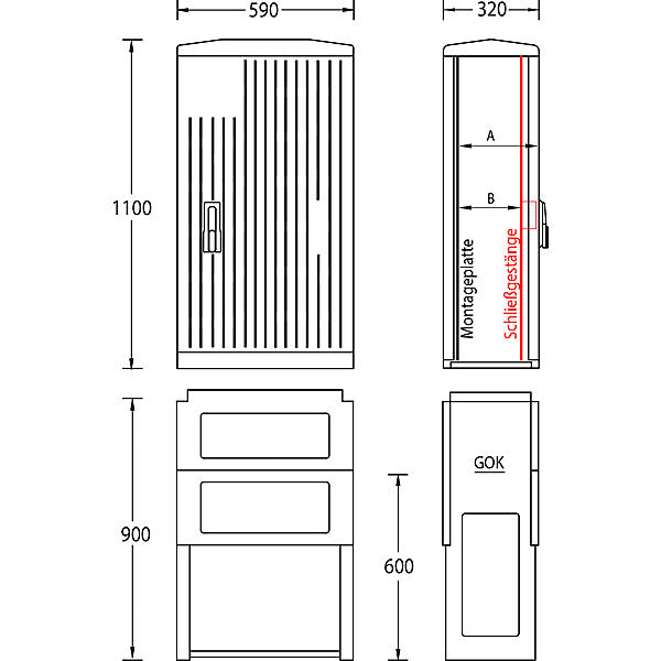 UESA Normschrank IP44 1100x590x320mm A070-M-1100